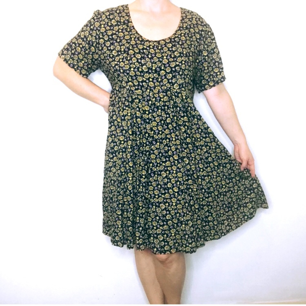 Vintage 90s Sunflower Babydoll Dress